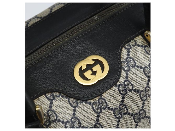 Borsa a Mano GUCCI GG Supreme PVC Blu Navy Oro Auth YKZ165 D'oro - vista 18