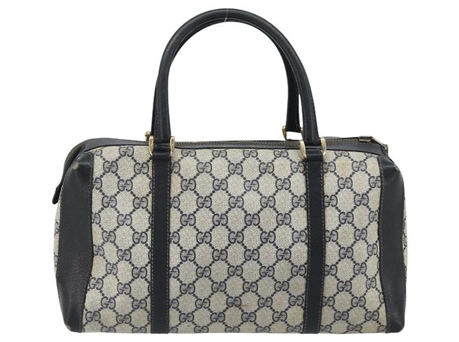 Borsa a Mano GUCCI GG Supreme PVC Blu Navy Oro Auth YKZ165 D'oro - vista 2
