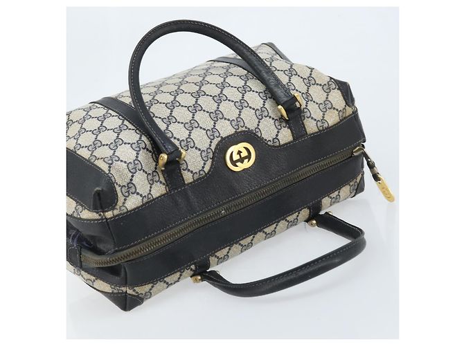 Borsa a Mano GUCCI GG Supreme PVC Blu Navy Oro Auth YKZ165 D'oro - vista 7