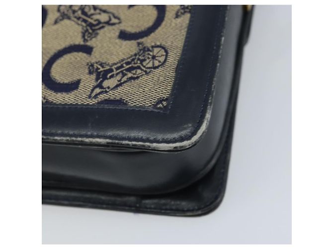 Céline Borsa a spalla Celine C Sulky Carriage in tela blu navy e oro Auth ARZ786 D'oro - vista 16