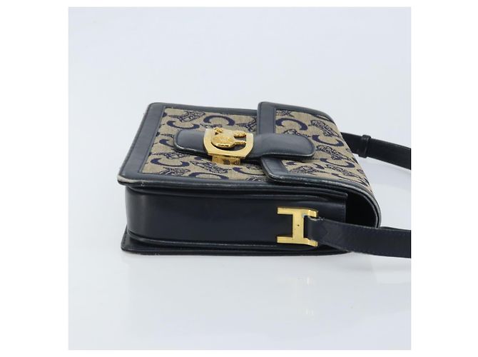 Céline Borsa a spalla Celine C Sulky Carriage in tela blu navy e oro Auth ARZ786 D'oro - vista 3