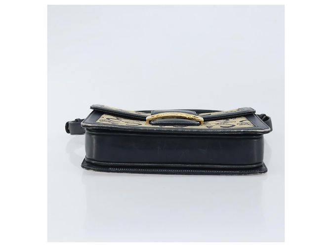 Céline Borsa a spalla Celine C Sulky Carriage in tela blu navy e oro Auth ARZ786 D'oro - vista 5