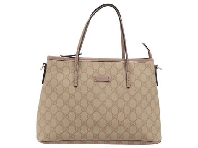 Gucci Borsa Tote GG Supreme in PVC beige e oro 353440 Auth YKZ112 D'oro - vista 13