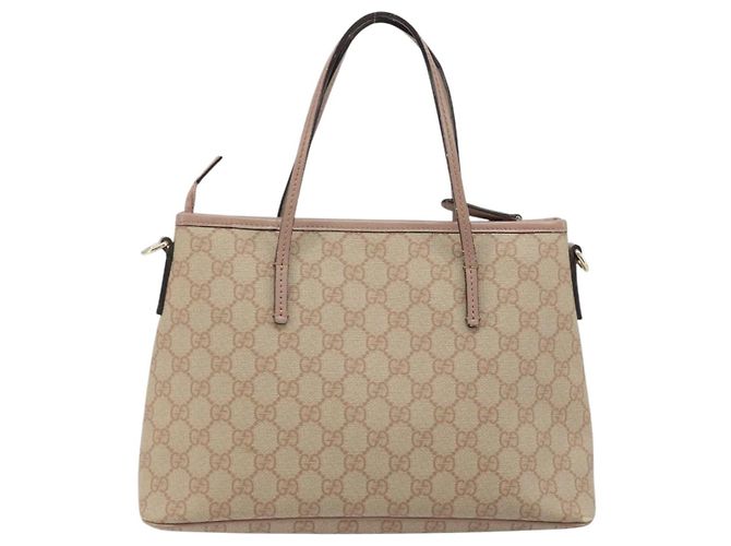 Gucci Borsa Tote GG Supreme in PVC beige e oro 353440 Auth YKZ112 D'oro - vista 2