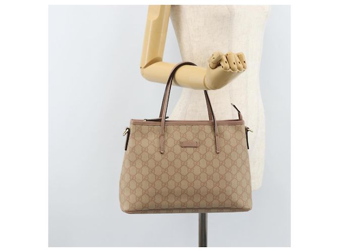 Gucci Borsa Tote GG Supreme in PVC beige e oro 353440 Auth YKZ112 D'oro - vista 23