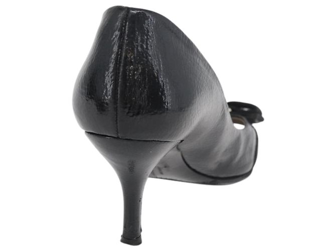 Salvatore Ferragamo Vara Pumps con Fiocco in Pelle Nera Auth 174627A - vista 21
