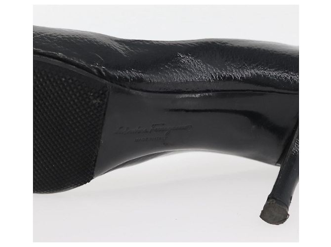 Salvatore Ferragamo Vara Pumps con Fiocco in Pelle Nera Auth 174627A - vista 27
