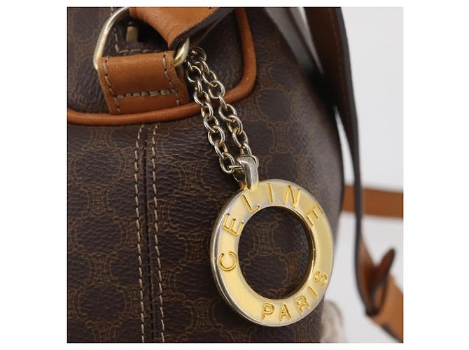 Céline Borsa a spalla circolare in tela Macadam CELINE in pelle PVC marrone e oro Auth BAZ708 D'oro - vista 10