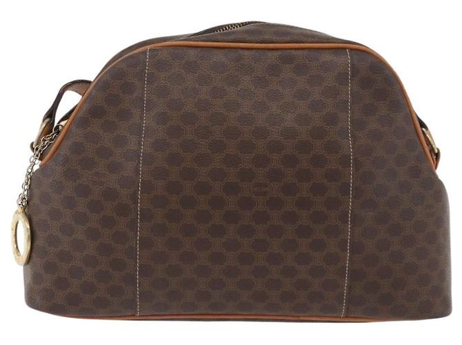 Céline Borsa a spalla circolare in tela Macadam CELINE in pelle PVC marrone e oro Auth BAZ708 D'oro - vista 13