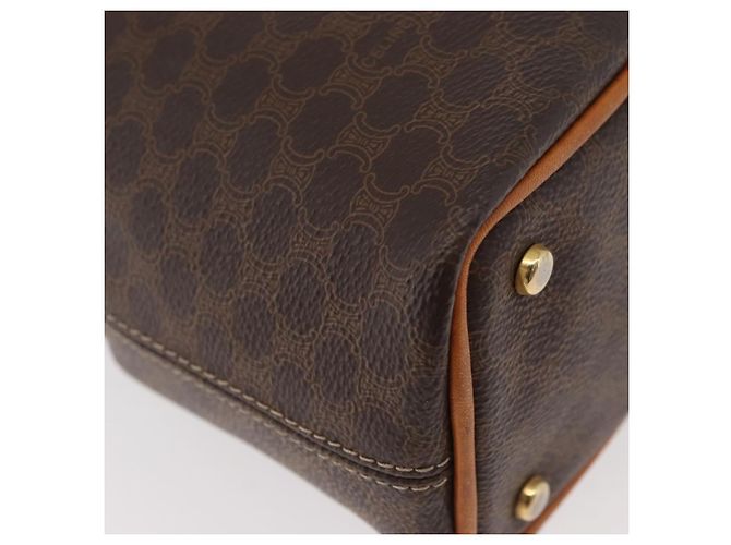 Céline Borsa a spalla circolare in tela Macadam CELINE in pelle PVC marrone e oro Auth BAZ708 D'oro - vista 15