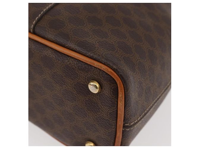 Céline Borsa a spalla circolare in tela Macadam CELINE in pelle PVC marrone e oro Auth BAZ708 D'oro - vista 16