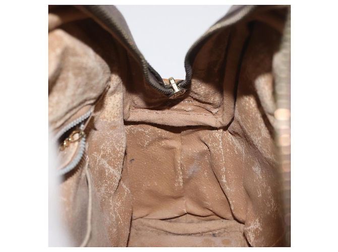 Céline Borsa a spalla circolare in tela Macadam CELINE in pelle PVC marrone e oro Auth BAZ708 D'oro - vista 18