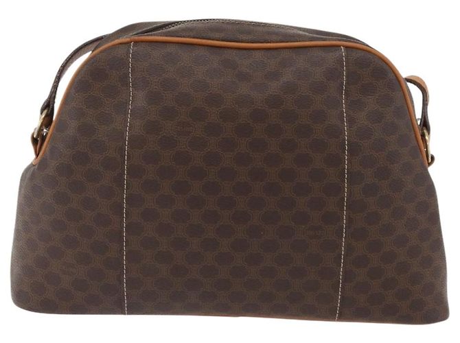 Céline Borsa a spalla circolare in tela Macadam CELINE in pelle PVC marrone e oro Auth BAZ708 D'oro - vista 2