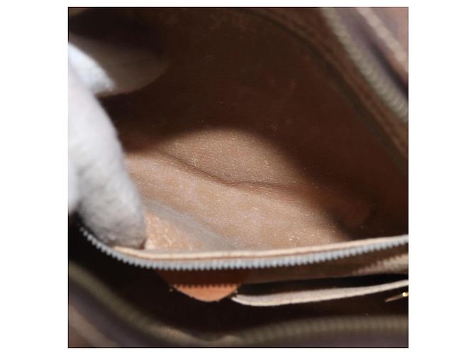 Céline Borsa a spalla circolare in tela Macadam CELINE in pelle PVC marrone e oro Auth BAZ708 D'oro - vista 21