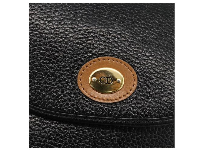 Christian Dior Schultertasche aus Leder Schwarz Gold Auth ka3839A Golden - Ansicht 17