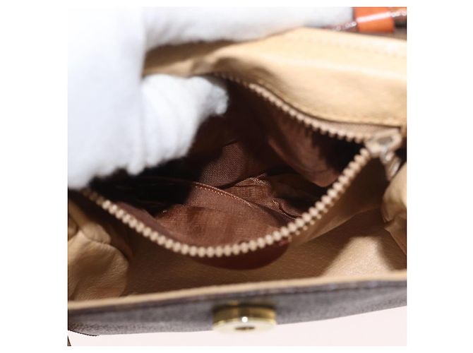Céline Bolsa de ombro circular em lona Macadam CELINE em couro PVC marrom e dourado Auth BAZ798 - vista 11