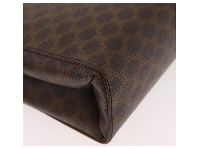 Céline Bolsa de ombro circular em lona Macadam CELINE em couro PVC marrom e dourado Auth BAZ798 - vista 15