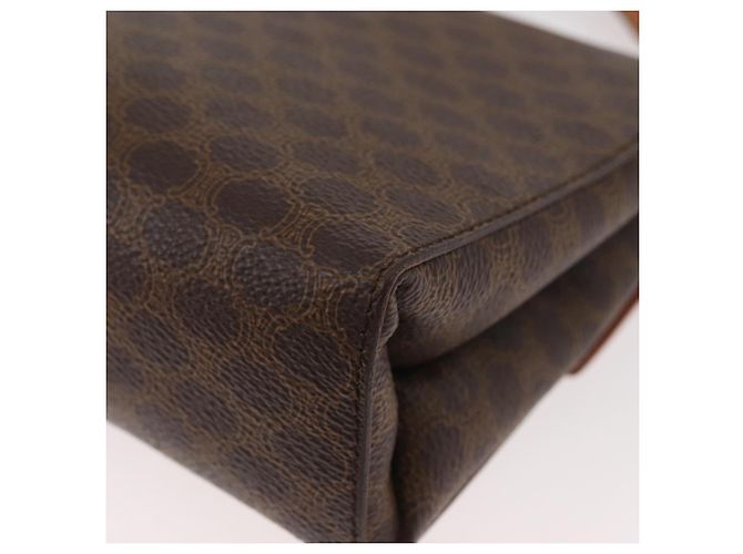 Céline Bolsa de ombro circular em lona Macadam CELINE em couro PVC marrom e dourado Auth BAZ798 - vista 16