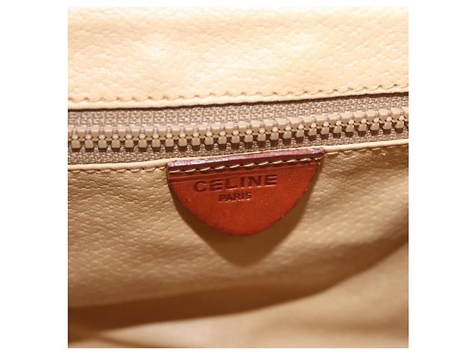 Céline Bolsa de ombro circular em lona Macadam CELINE em couro PVC marrom e dourado Auth BAZ798 - vista 19