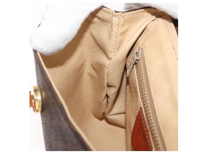Céline Bolsa de ombro circular em lona Macadam CELINE em couro PVC marrom e dourado Auth BAZ798 - vista 21