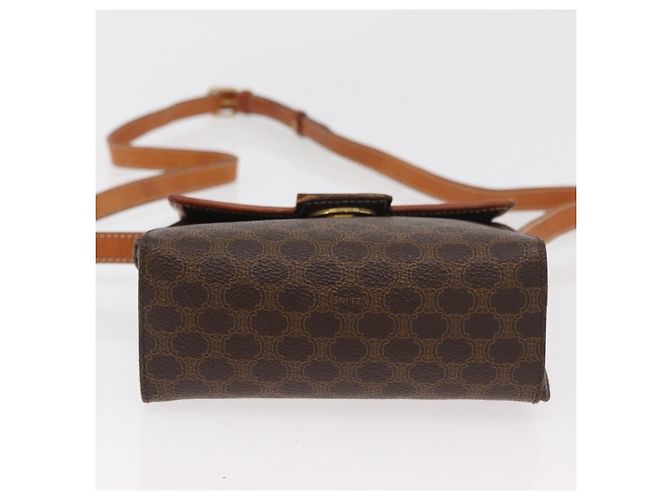 Céline Bolsa de ombro circular em lona Macadam CELINE em couro PVC marrom e dourado Auth BAZ798 - vista 5