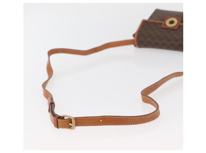 Céline Bolsa de ombro circular em lona Macadam CELINE em couro PVC marrom e dourado Auth BAZ798 - vista 7