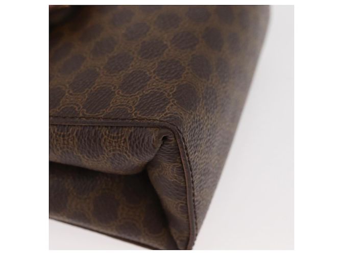 Céline Bolsa de ombro circular em lona Macadam CELINE em couro PVC marrom e dourado Auth BAZ798 - vista 9
