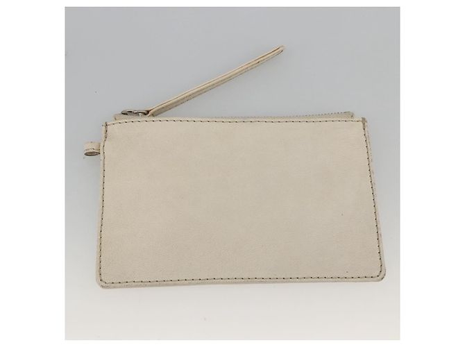 CHANEL Borsa a Mano Choco Bar Pelle Avorio Argento CC Auth bs34277 Crudo - vista 25