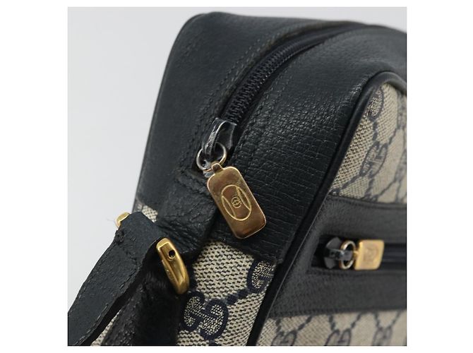 Gucci Borsa GG Supreme Sherry Line in PVC Blu Navy Oro Rosso 98 02 005 Auth INZ032 D'oro - vista 10