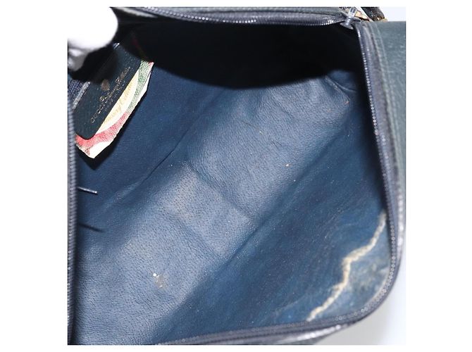 Gucci Borsa GG Supreme Sherry Line in PVC Blu Navy Oro Rosso 98 02 005 Auth INZ032 D'oro - vista 11
