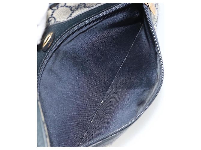 Gucci Borsa GG Supreme Sherry Line in PVC Blu Navy Oro Rosso 98 02 005 Auth INZ032 D'oro - vista 23