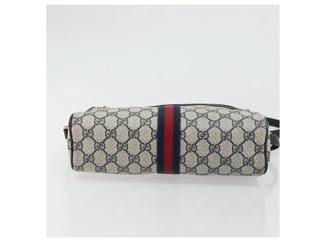 Gucci Borsa GG Supreme Sherry Line in PVC Blu Navy Oro Rosso 98 02 005 Auth INZ032 D'oro - vista 5