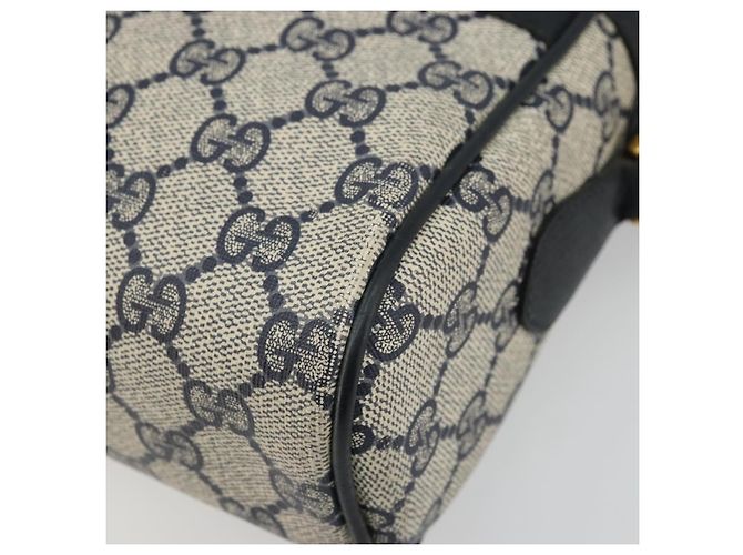 Gucci Borsa GG Supreme Sherry Line in PVC Blu Navy Oro Rosso 98 02 005 Auth INZ032 D'oro - vista 9