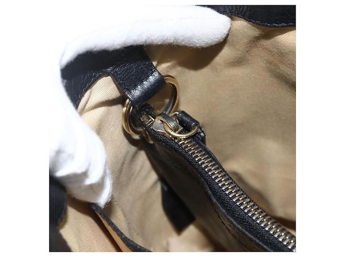 Bulgari Borsa a mano BVLGARI in pelle nera e oro Auth hk3605 Nero D'oro - vista 11