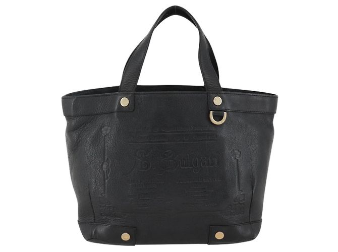 Bulgari Borsa a mano BVLGARI in pelle nera e oro Auth hk3605 Nero D'oro - vista 13