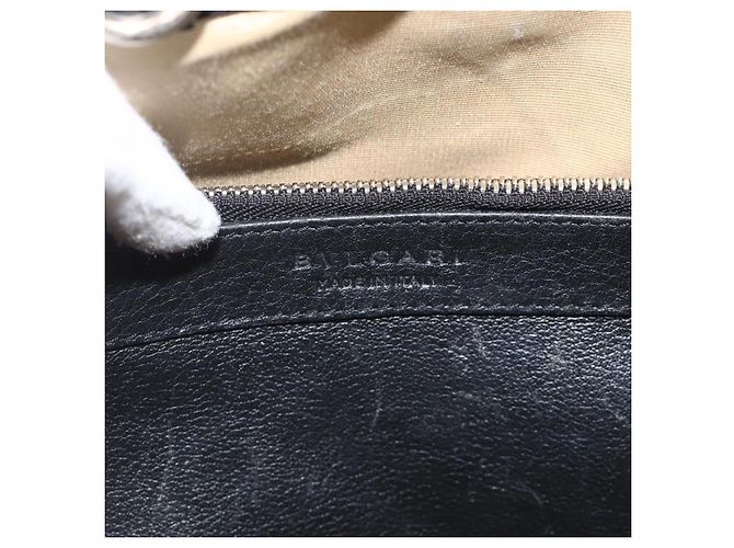 Bulgari Borsa a mano BVLGARI in pelle nera e oro Auth hk3605 Nero D'oro - vista 17