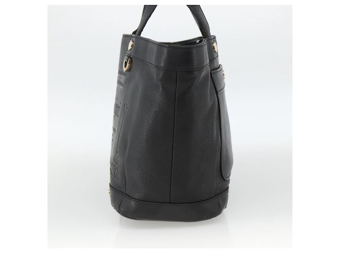Bulgari Borsa a mano BVLGARI in pelle nera e oro Auth hk3605 Nero D'oro - vista 4