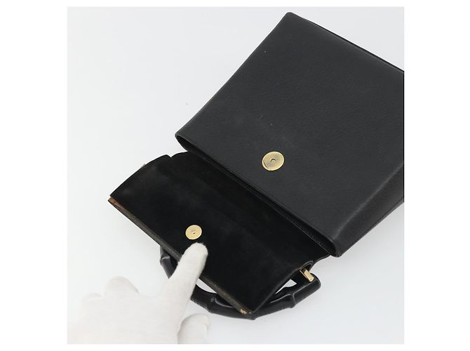 Borsa a mano in pelle Gucci Bamboo nera e oro 000 1014 1888 Auth INZ098 Nero D'oro - vista 17