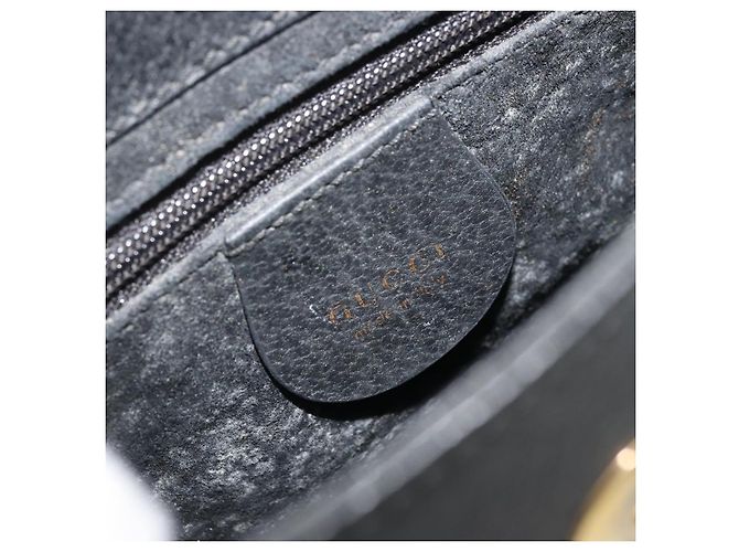 Borsa a mano in pelle Gucci Bamboo nera e oro 000 1014 1888 Auth INZ098 Nero D'oro - vista 18