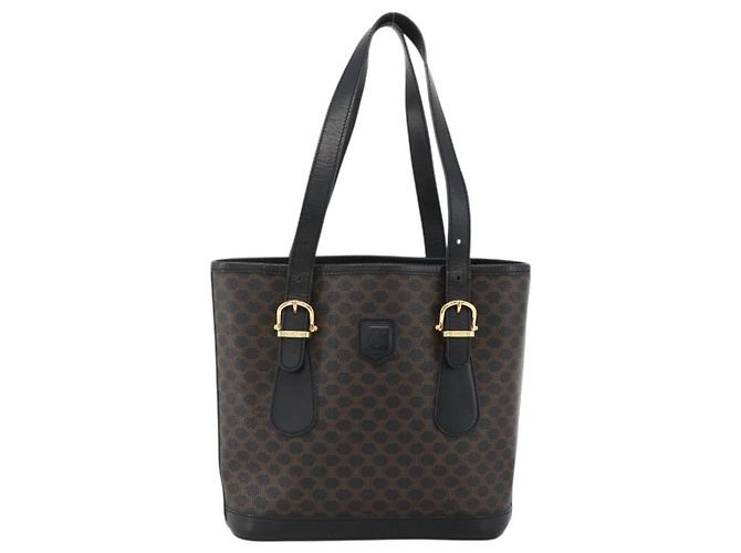 Céline Borsa tote in tela Macadam CELINE in pelle PVC nera e oro Auth YKZ1148 Nero D'oro - vista 13