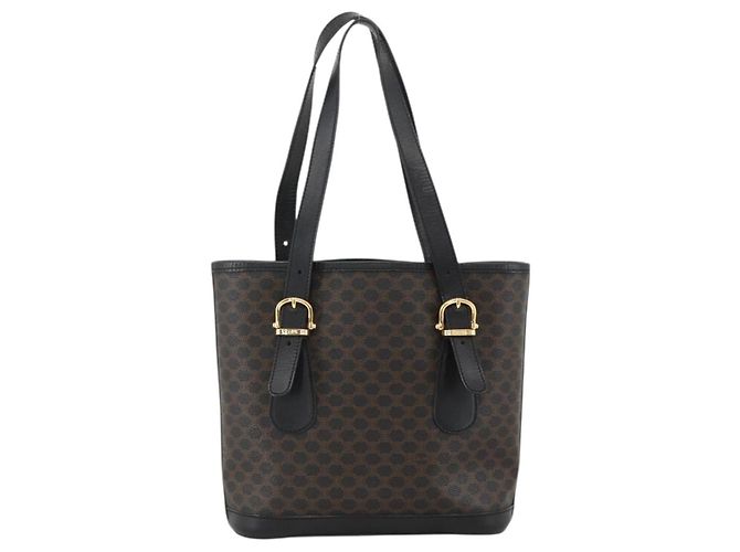 Céline Borsa tote in tela Macadam CELINE in pelle PVC nera e oro Auth YKZ1148 Nero D'oro - vista 2