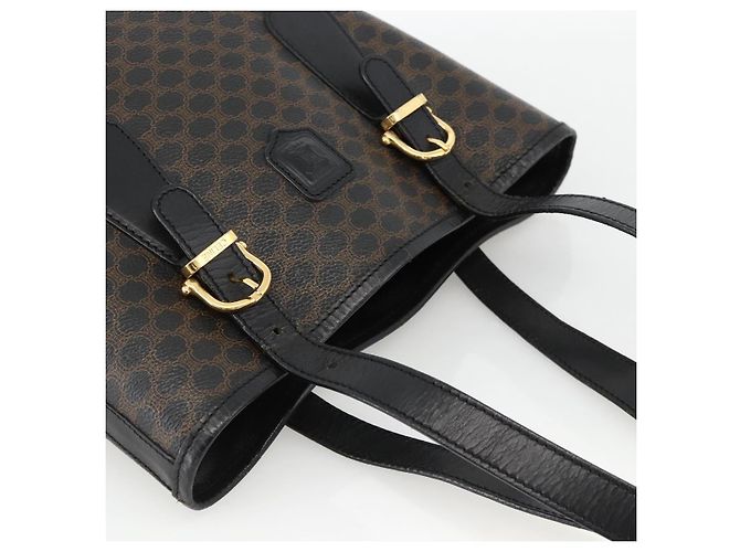 Céline Borsa tote in tela Macadam CELINE in pelle PVC nera e oro Auth YKZ1148 Nero D'oro - vista 6