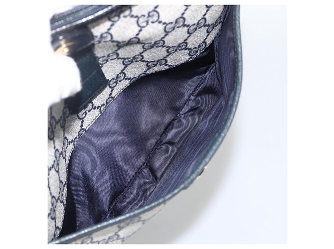 Gucci Borsa GG Supreme Sherry Line in PVC Blu Navy Oro Rosso 89 02 032 Auth YKZ1624 D'oro - vista 11