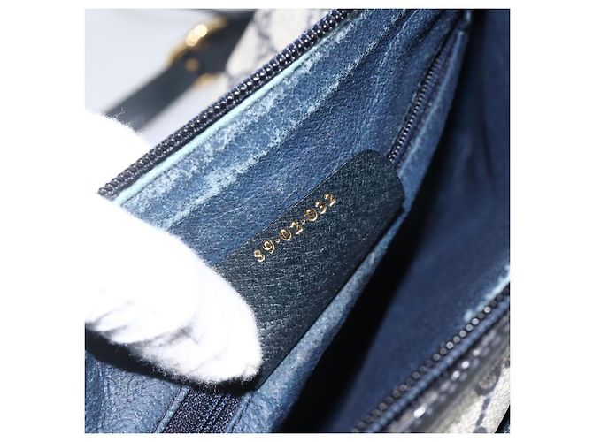Gucci Borsa GG Supreme Sherry Line in PVC Blu Navy Oro Rosso 89 02 032 Auth YKZ1624 D'oro - vista 12