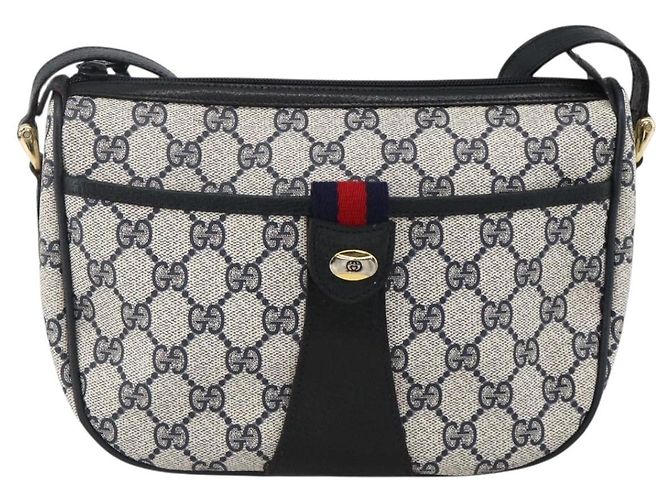 Gucci Borsa GG Supreme Sherry Line in PVC Blu Navy Oro Rosso 89 02 032 Auth YKZ1624 D'oro - vista 13