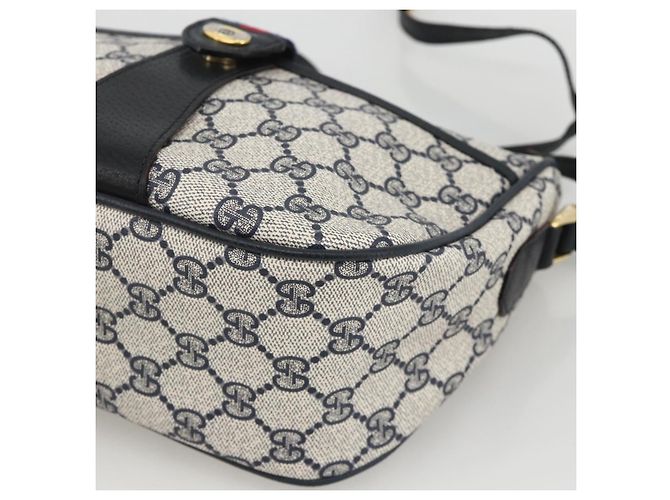 Gucci Borsa GG Supreme Sherry Line in PVC Blu Navy Oro Rosso 89 02 032 Auth YKZ1624 D'oro - vista 14