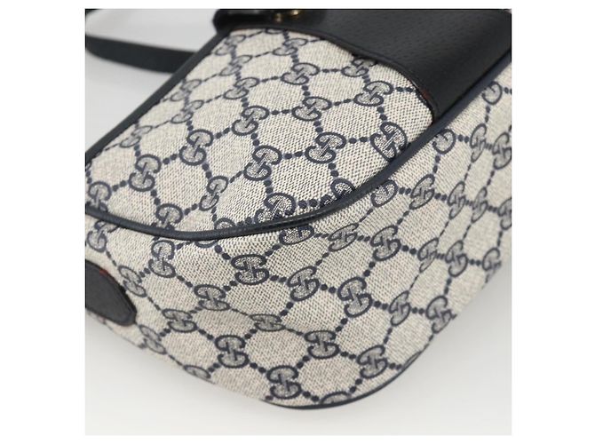 Gucci Borsa GG Supreme Sherry Line in PVC Blu Navy Oro Rosso 89 02 032 Auth YKZ1624 D'oro - vista 15