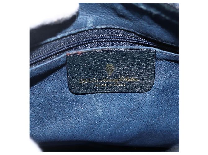 Gucci Borsa GG Supreme Sherry Line in PVC Blu Navy Oro Rosso 89 02 032 Auth YKZ1624 D'oro - vista 18