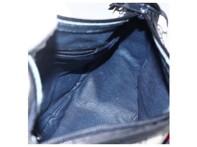 Gucci Borsa GG Supreme Sherry Line in PVC Blu Navy Oro Rosso 89 02 032 Auth YKZ1624 D'oro - vista 19