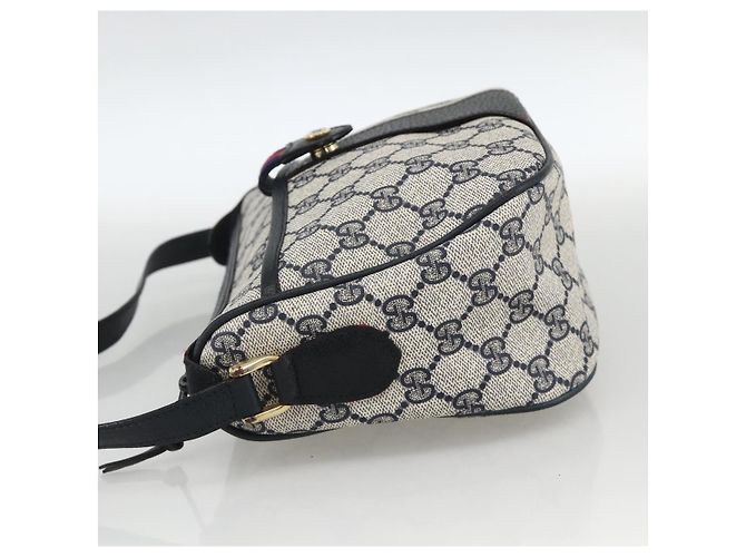 Gucci Borsa GG Supreme Sherry Line in PVC Blu Navy Oro Rosso 89 02 032 Auth YKZ1624 D'oro - vista 3